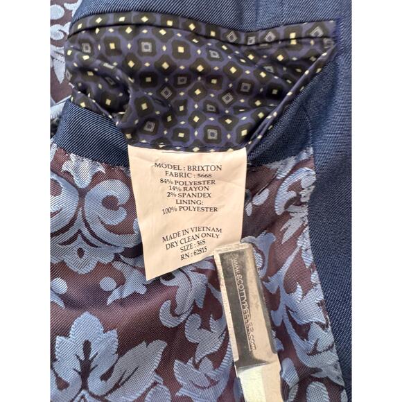 THE SAVILE ROW Men's Blue Trim Fit Brixton Suit Jacket Size 36S - Picture 4 of 7